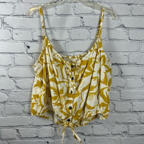 Madewell Tank Top Linen-Blend Meriden Crop Cami Tie Tropicale Floral S/M NWT - Picture 4 of 9